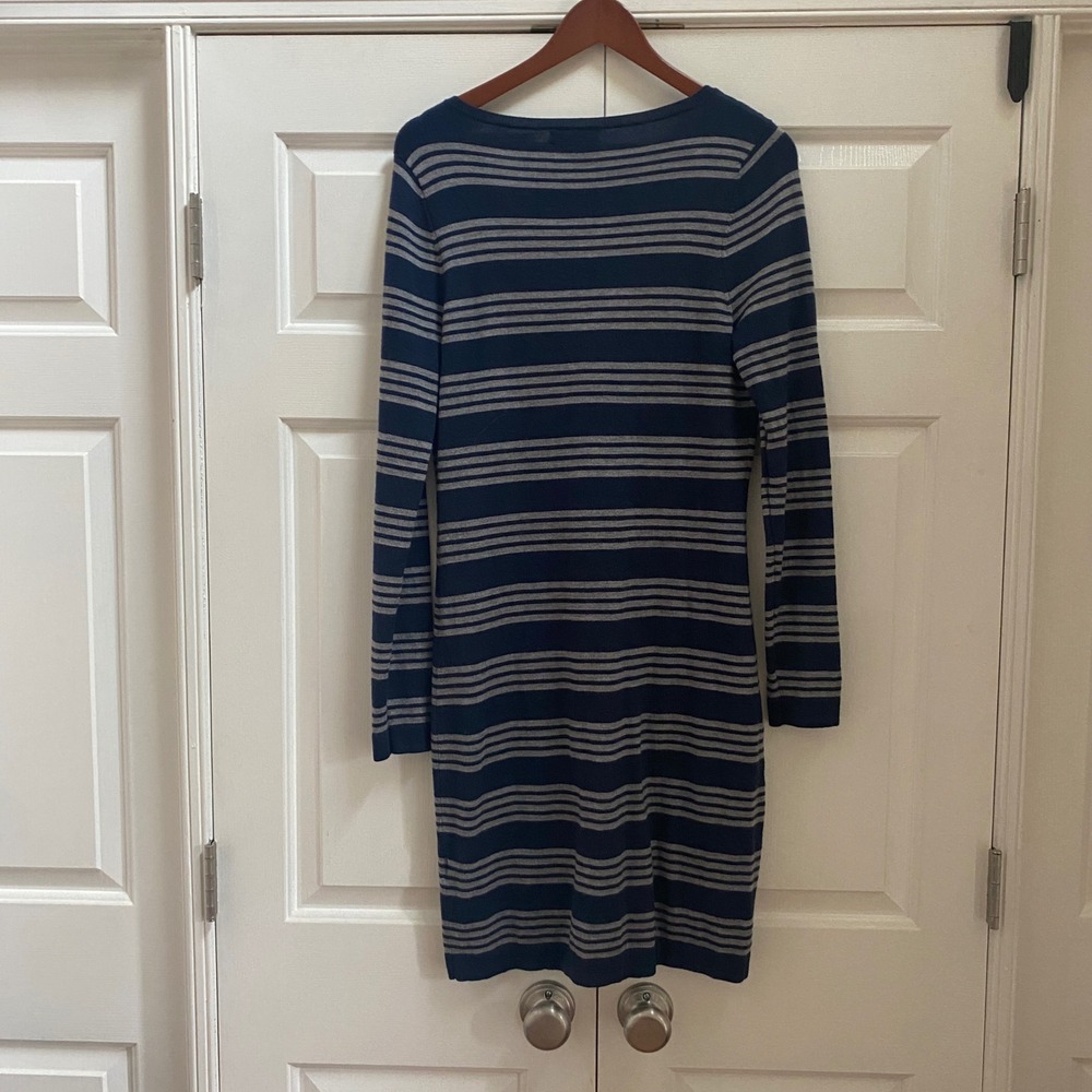 Vineyard Vines Wool Sweater Dress Medium Navy Blue Midi Fall Nautical Preppy - Picture 7 of 7